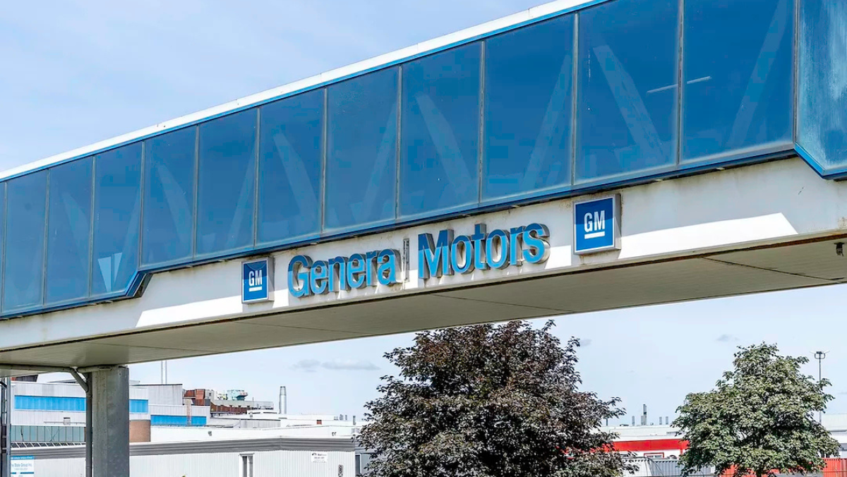 General Motors signage at an industrial facility linked to EV battery and lithium supply investments.