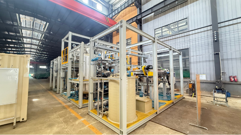 Modular industrial system for processing oilfield wastewater in a plant setting